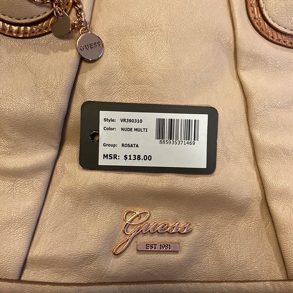 Guess Nude Rosata Handbag with Rose Gold Accents and Hanging Charm Bracelet - Picture 10 of 10
